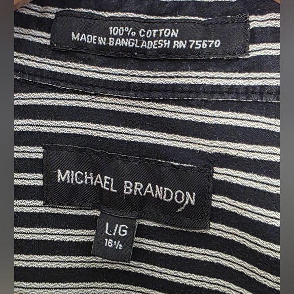 Mens Cotton Black And Grey Long Sleeve Striped Shirt. LG - Picture 3 of 7